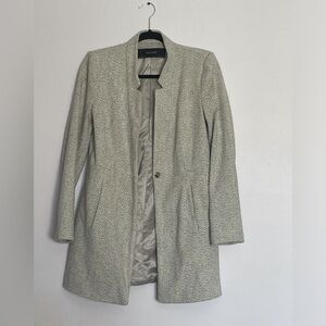 Zara Fitted gray coat with pockets and drop waist.
